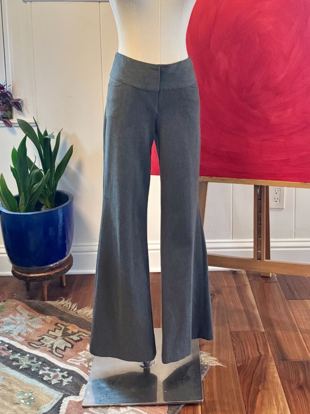 Express Editor Tailored Flare Boot Cut Business Trouser Pants Charcoal Grey  0S